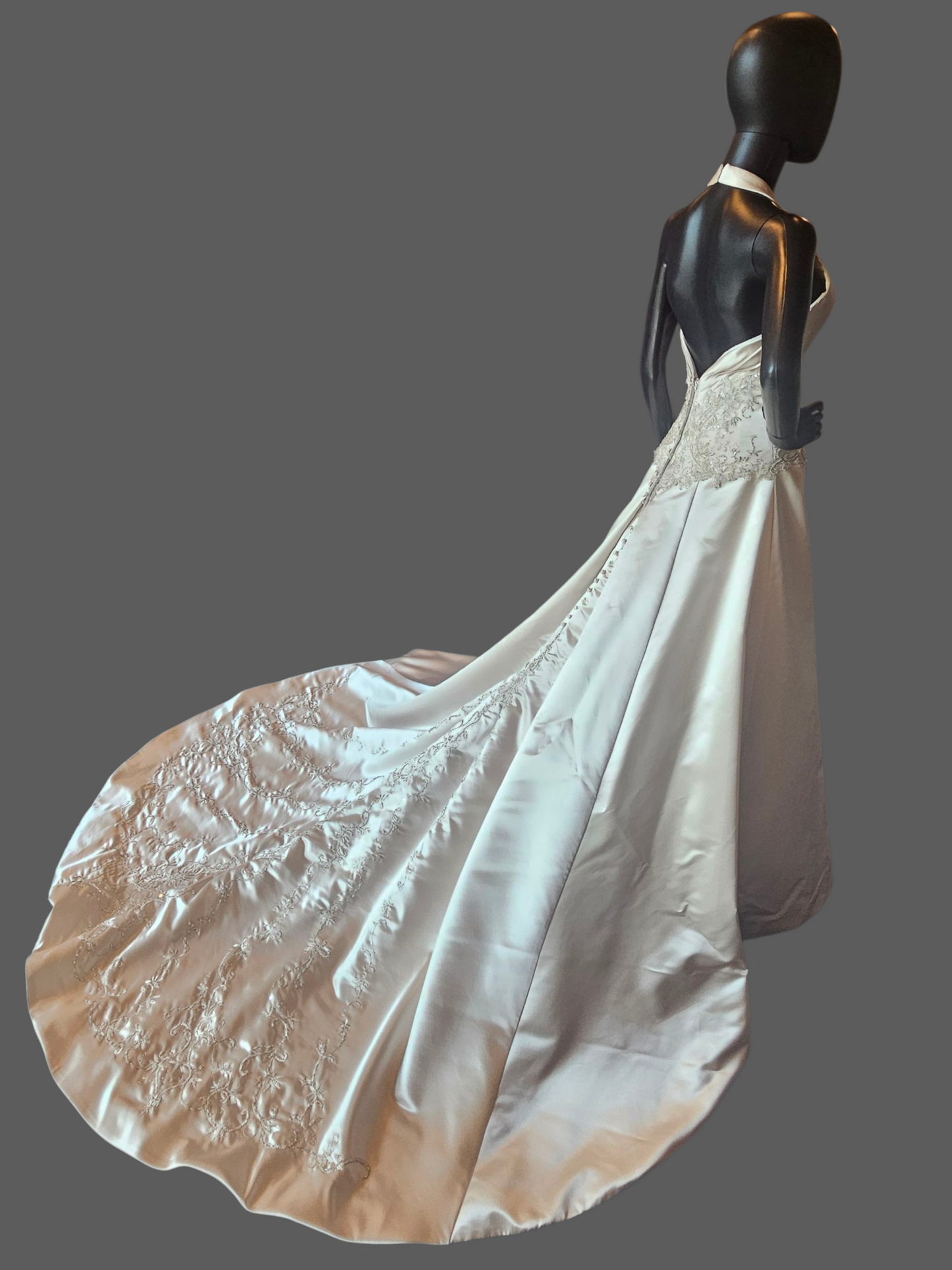Pearl Satin Halter Wedding Gown - Allure Bridal