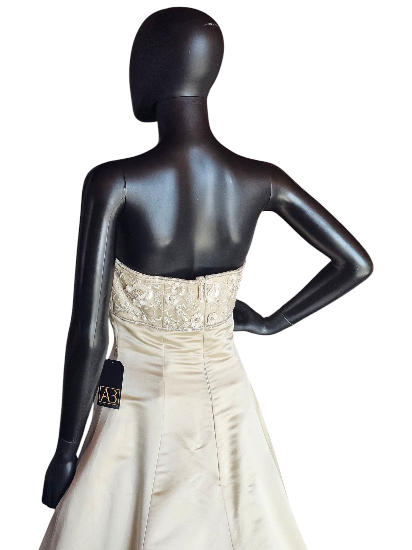 Gold Satin Empire A-Line Wedding Gown