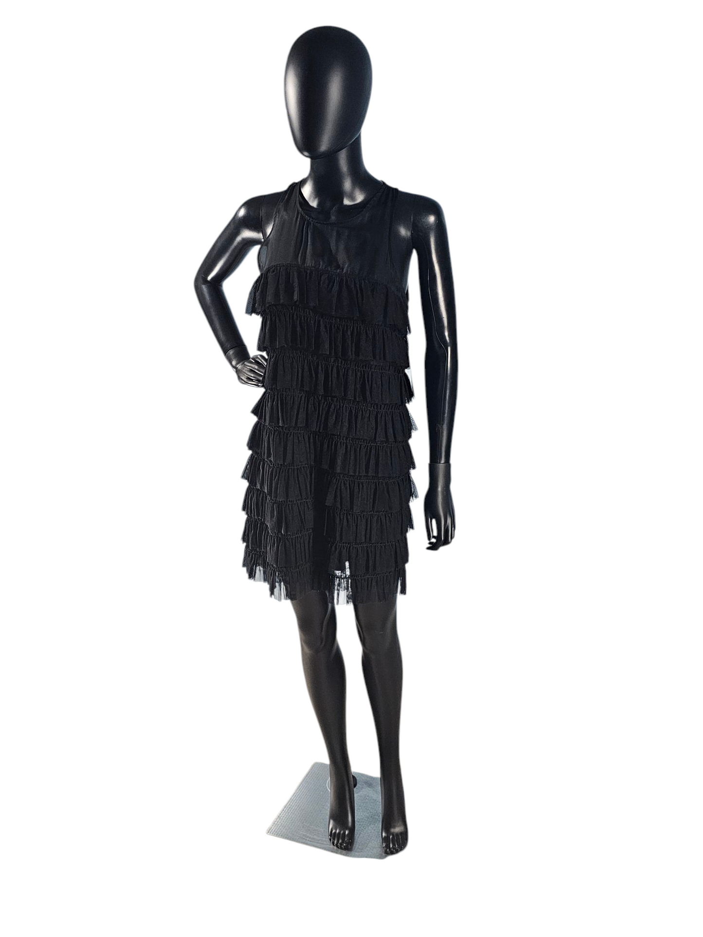 Black Chiffon Tiered Illusion Cocktail Dress - Twenty One