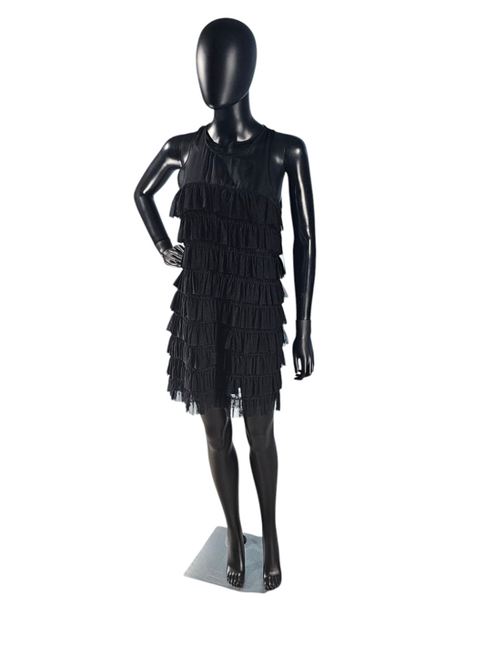 Black Chiffon Tiered Illusion Cocktail Dress - Twenty One