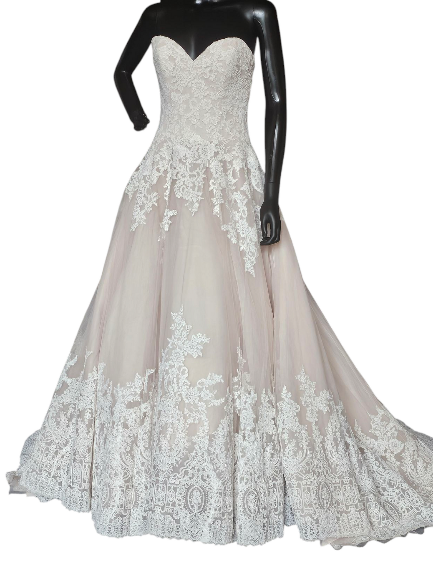 Blush/Ivory Lace Applique Ballgown Bridal Dress - Mori Lee