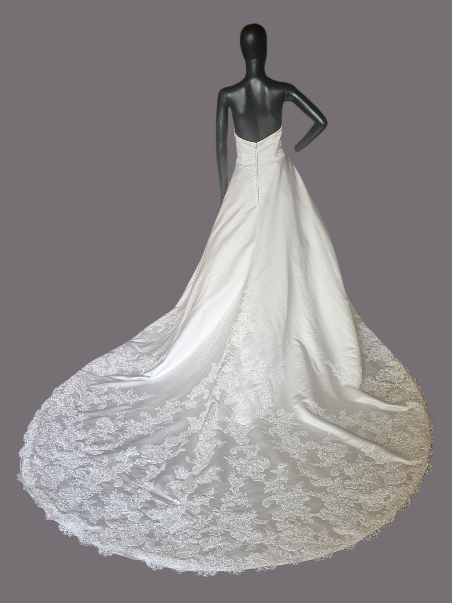 Strapless A-Line Ivory Satin with Scalloped Hem Detail -  Morilee