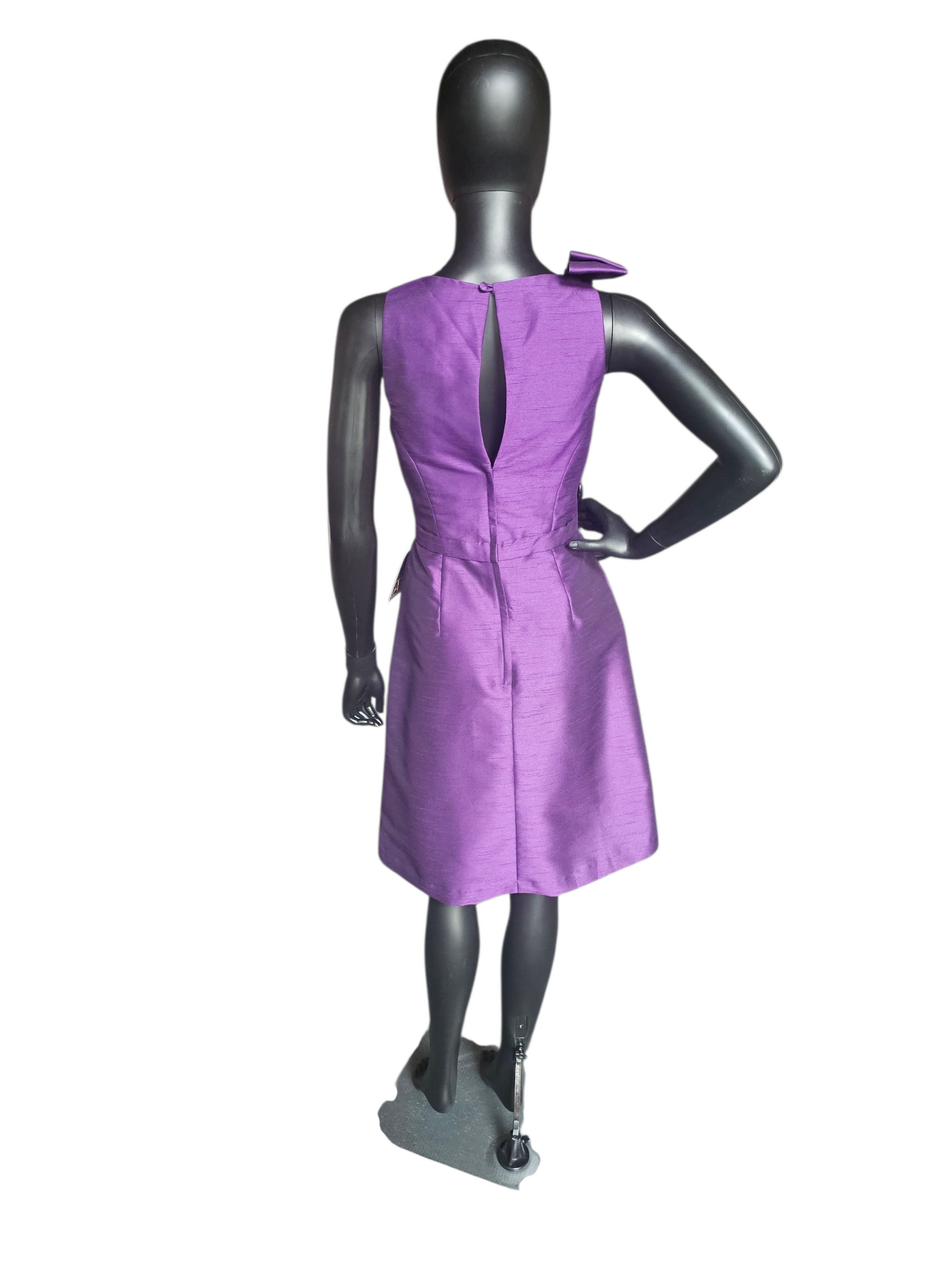 Purple Shangtung High Neck Belted Cocktail/Party Dress - Alexia