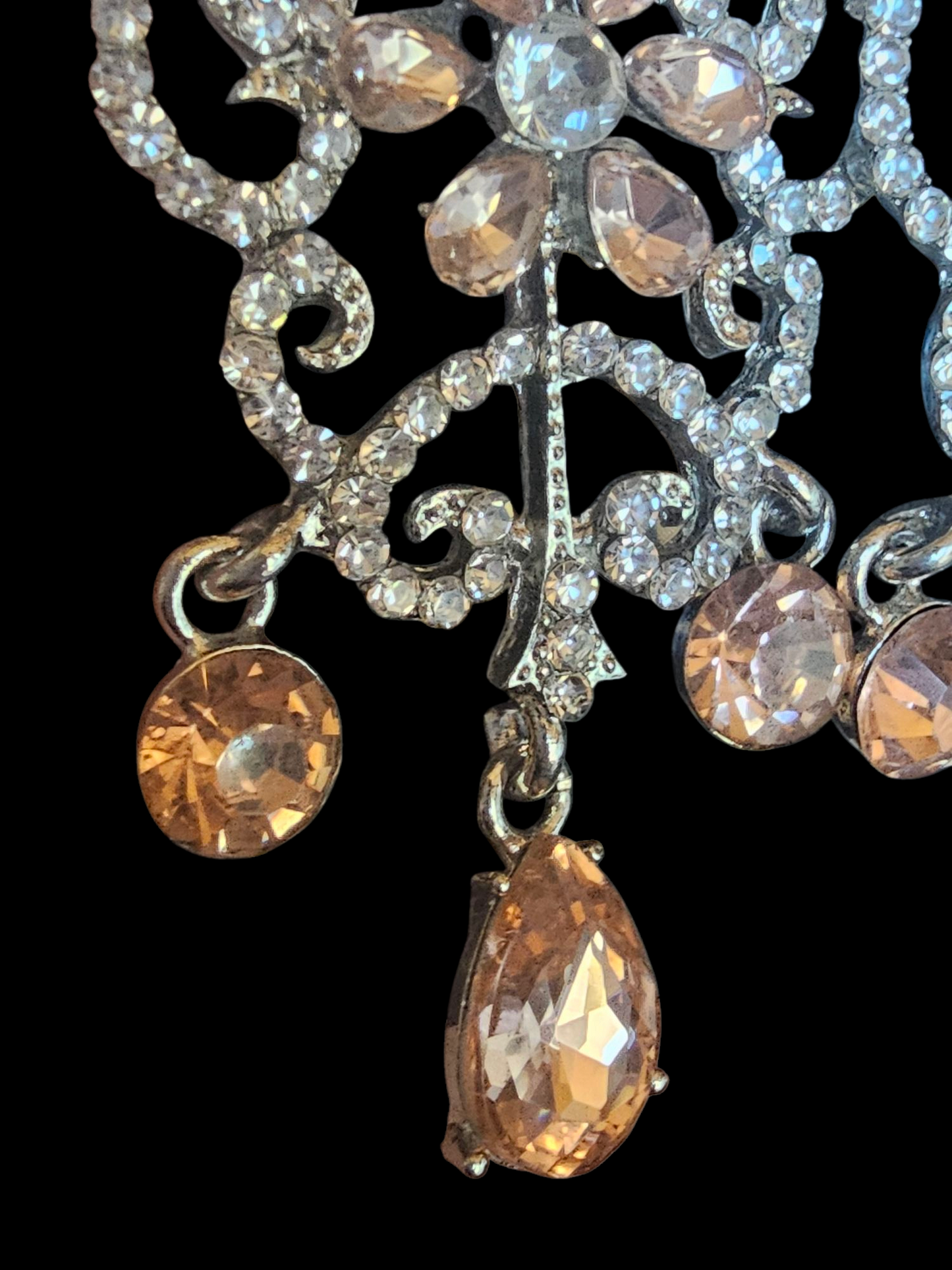 Pink/White Crystal Large Chandalier Earring