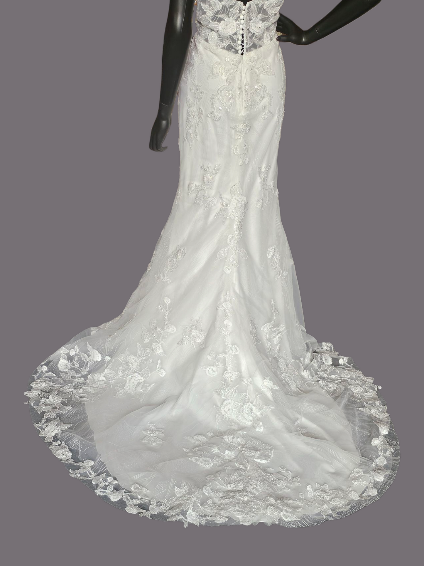 Layered Sequin Spaghetti Strap Fit and Flare Wedding Gown - Da Vinci