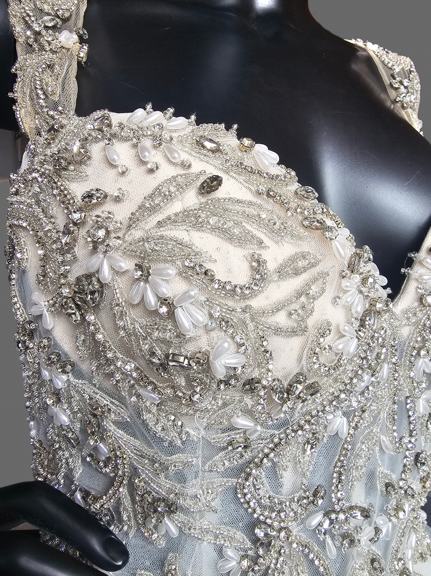 Silver Crystal/Glitter Tulle Ballgown Wedding Gown - Lucia