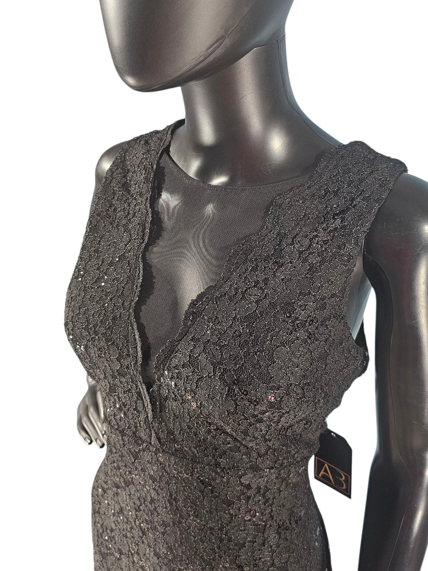 Black Sparkles Illusion V-Neck Cocktail Dress - Roz & Ali