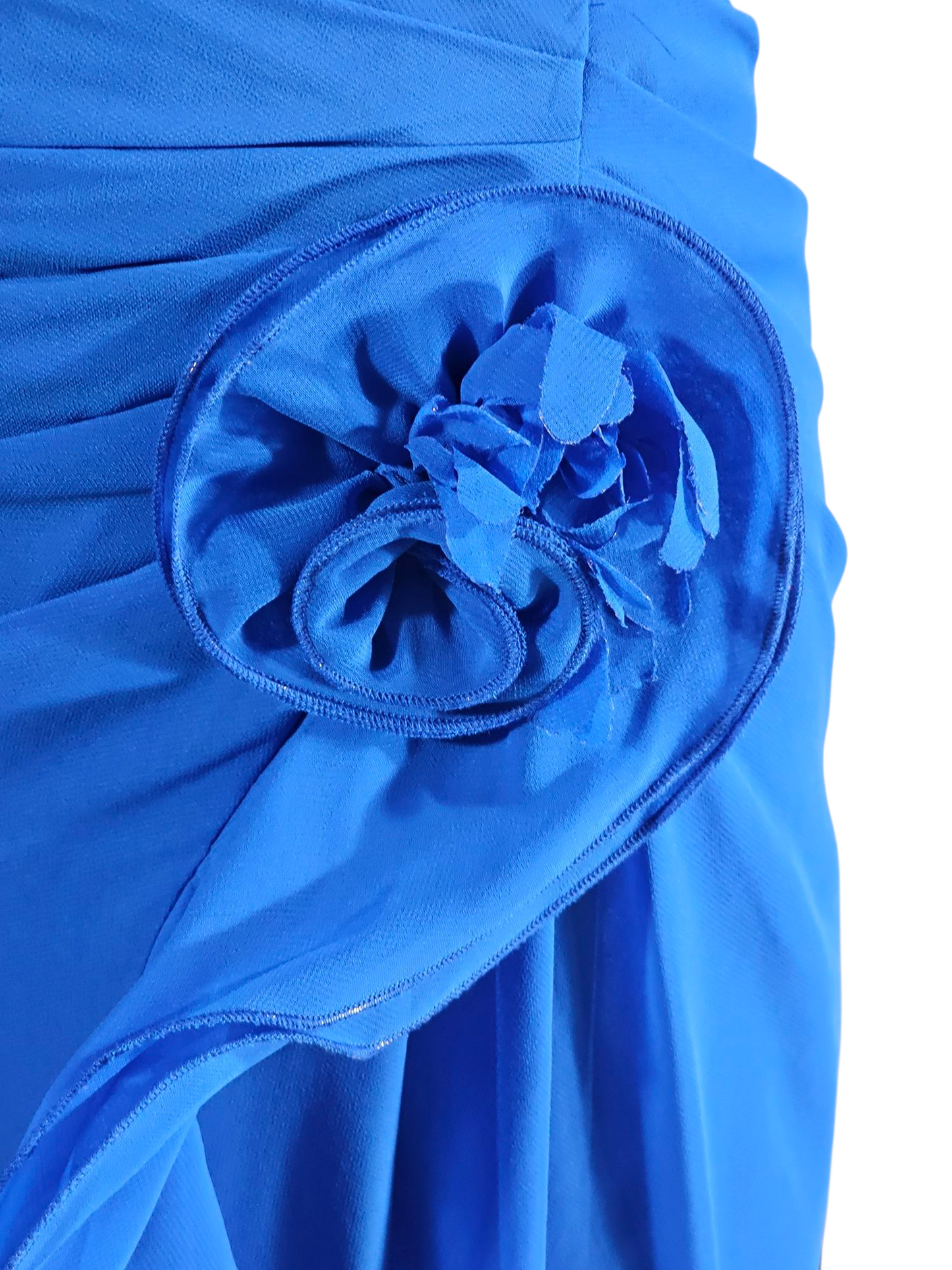 Starry Sapphire Chiffon Strapless Ruched Mid-Length Dress - B2