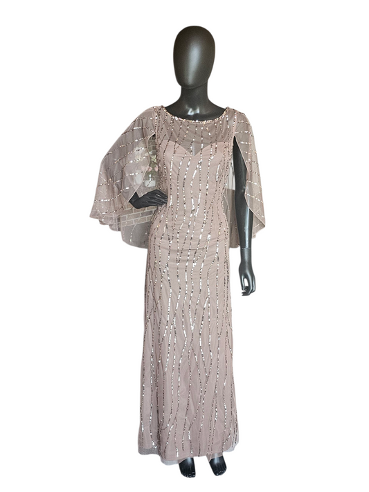 Cafe Sequin Cape Sleeve Full Length Formal Gown - Alex Evenings