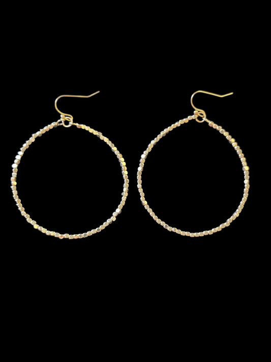 Gold Bead Hoop Earring