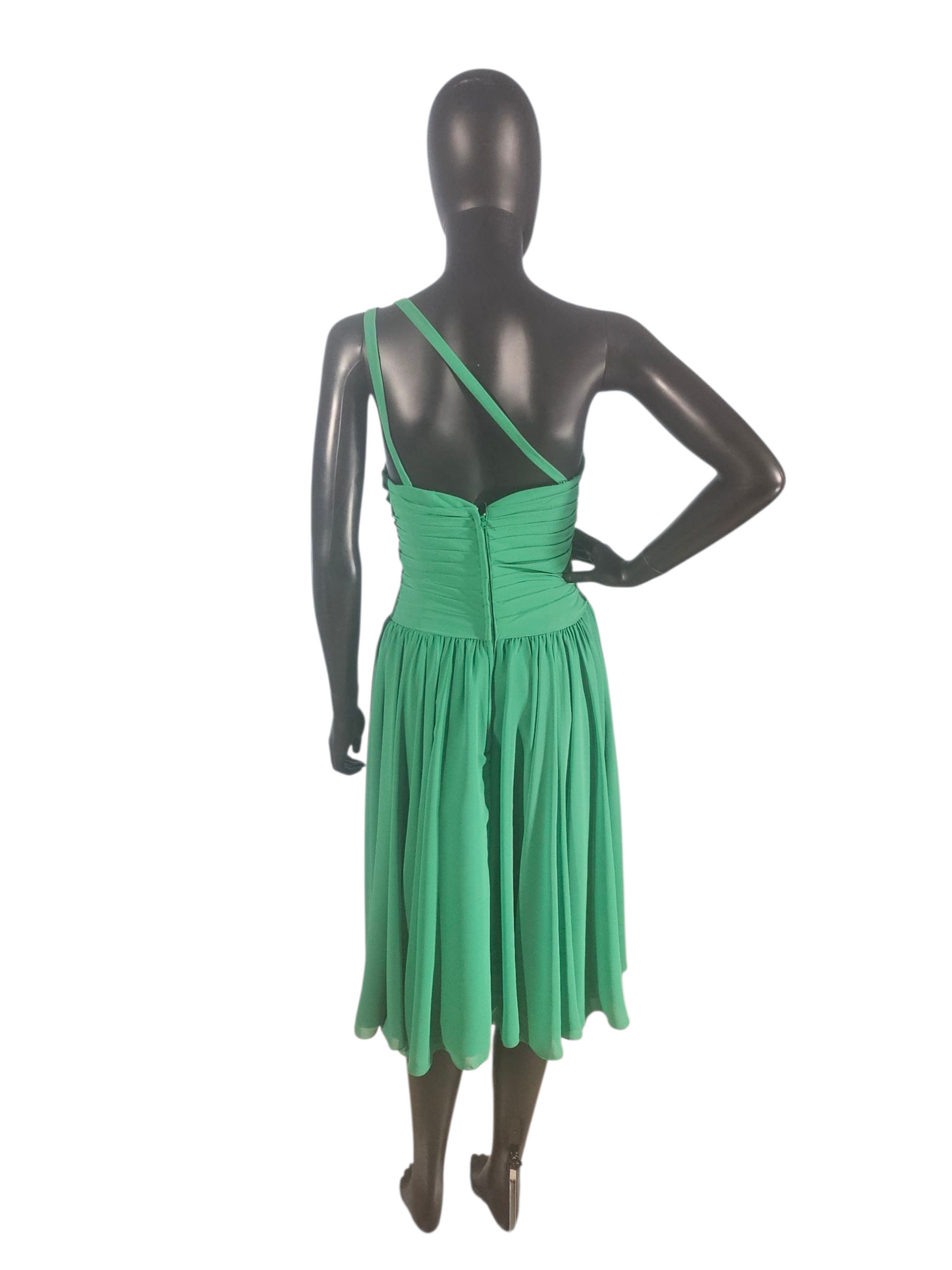 Shamrock One Shoulder Floral Chiffon Mid-Length Dress - Mori Lee