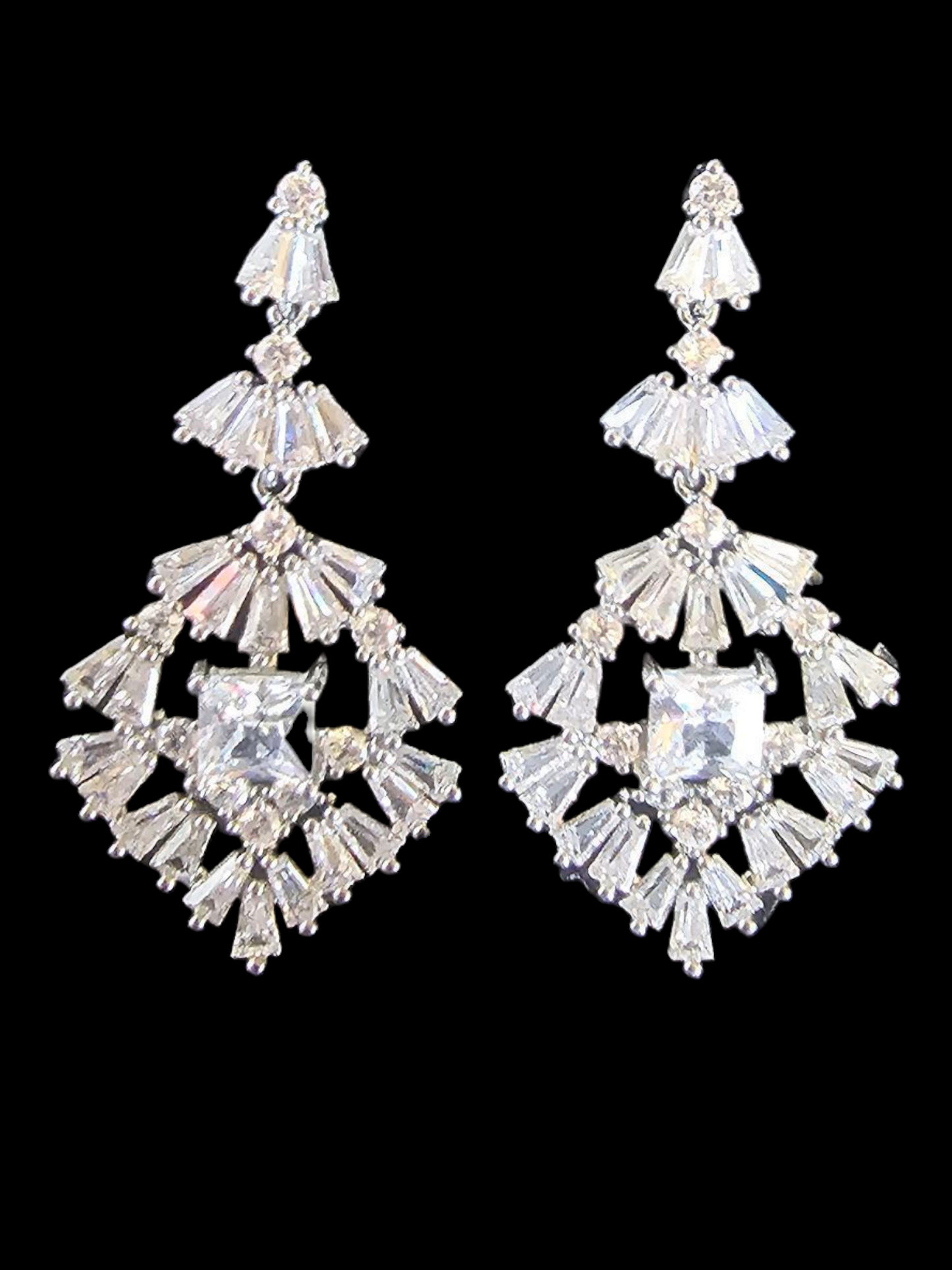 Silver/Crystal Triangle Earring