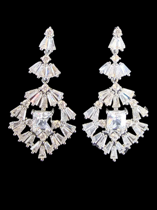 Silver/Crystal Triangle Earring