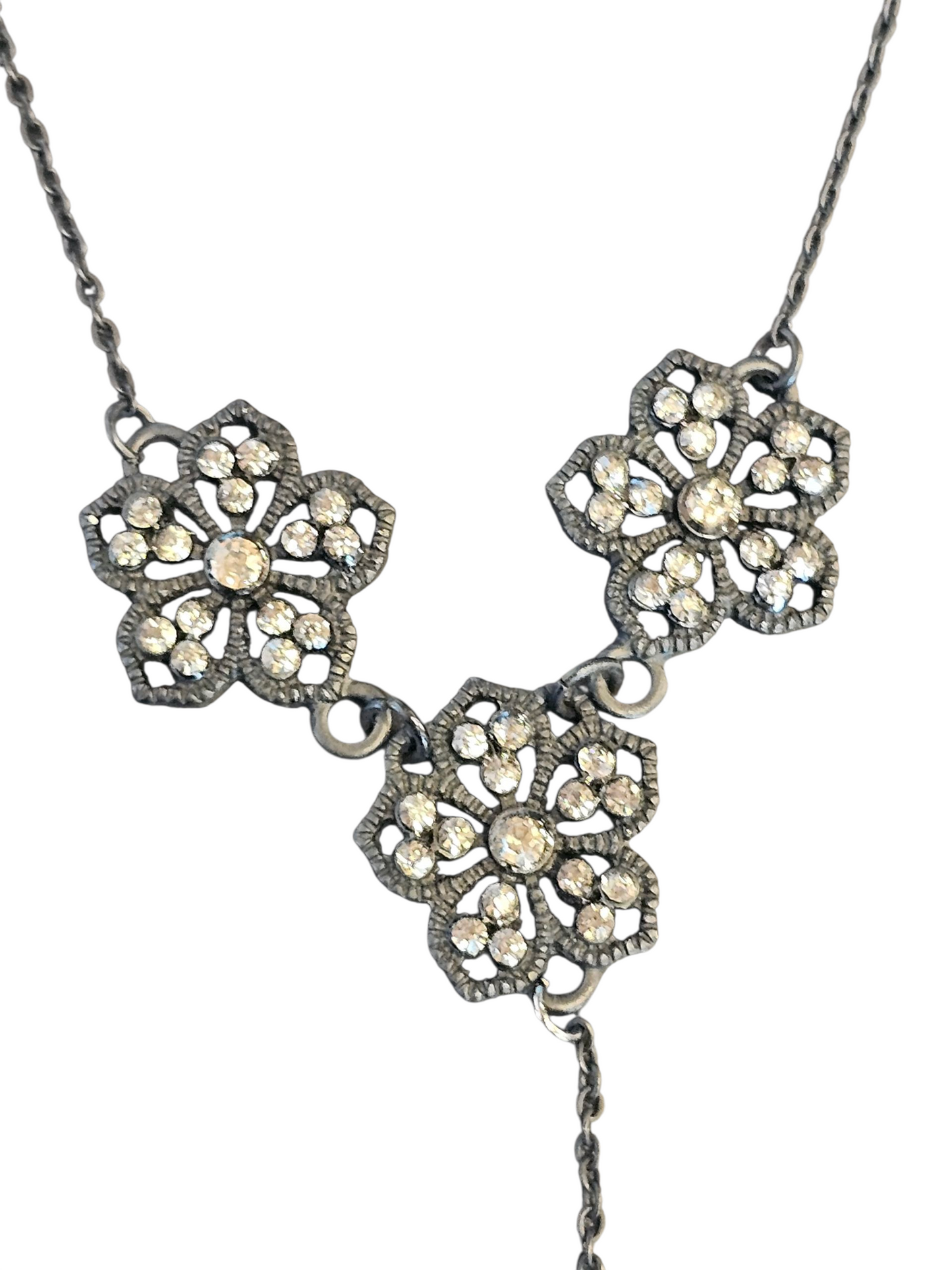 Black Flower Y-Necklace