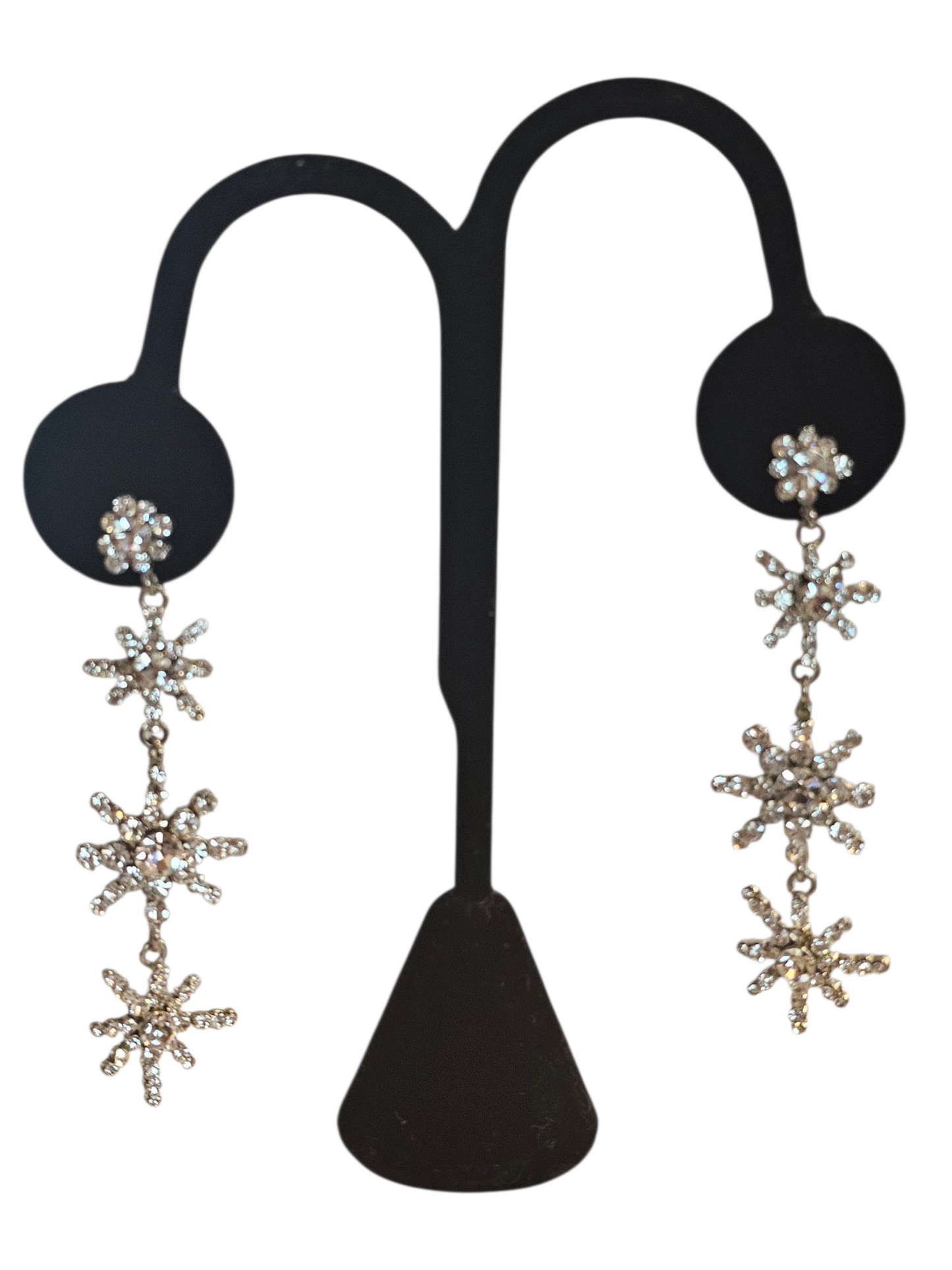 Silver Crystal Starburst Earring