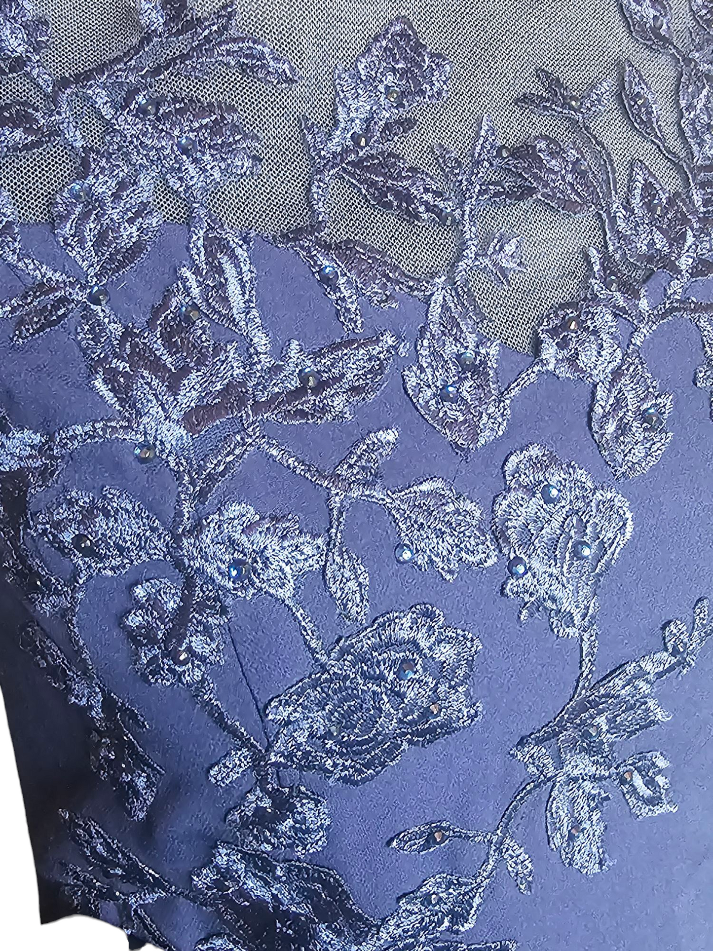 Navy Illusion Sleeve Fitted Formal Dress - NWT