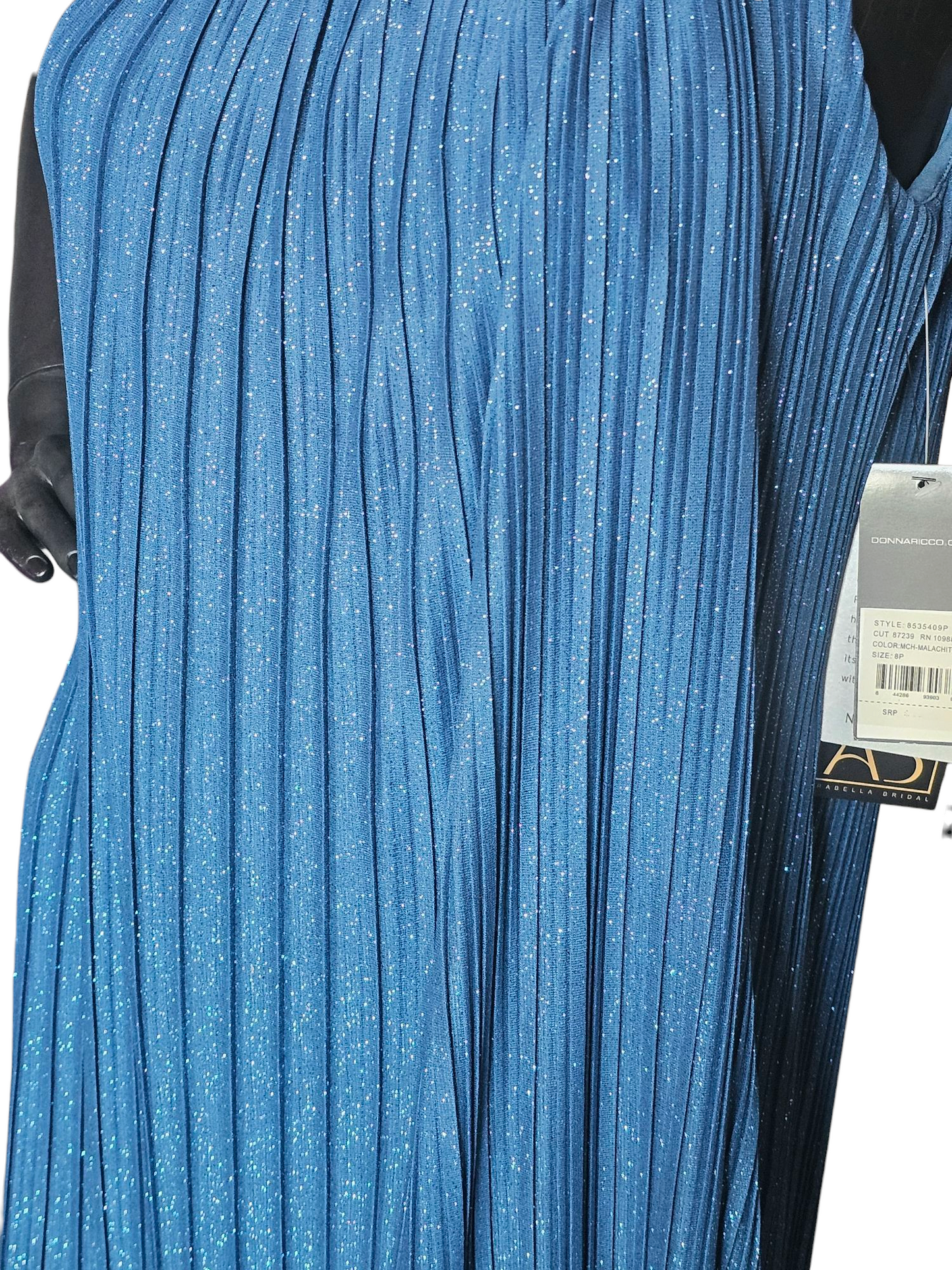 Sparkle Teal Chain Neck Cocktail - Donna Ricco - PETITE