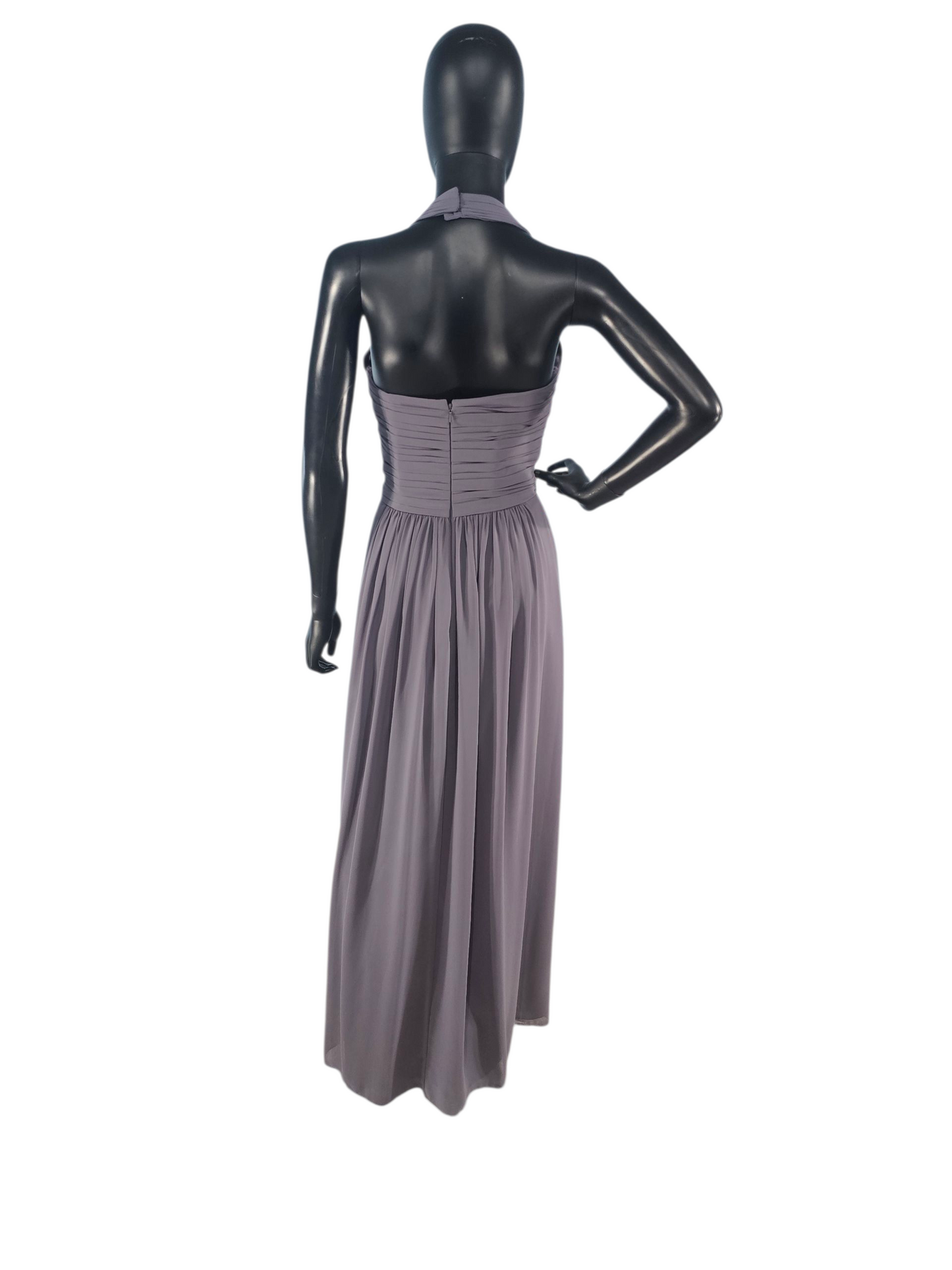 Pewter Chiffon Halter Formal Dress NWOT - Bill Levkoff