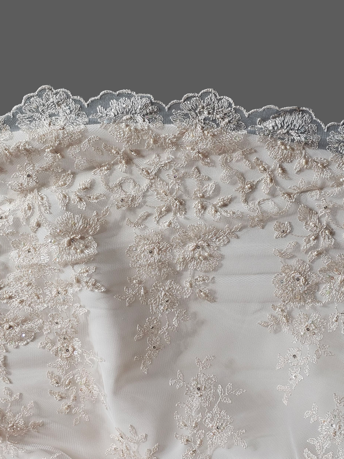 Antique Ivory 2-Piece V-Neck Lace Skirt Wedding Gown - Essence