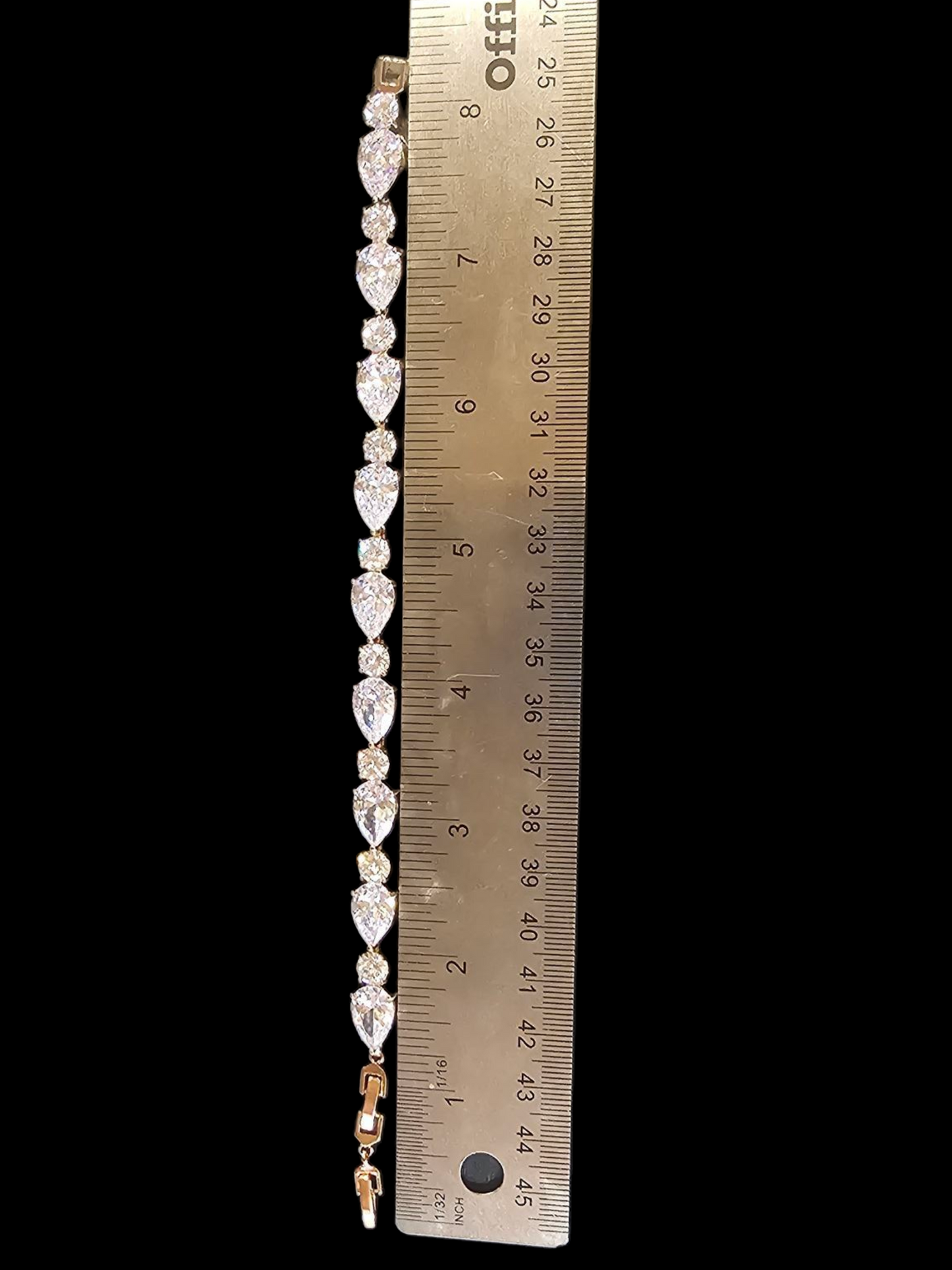 Rose Gold Large Teardrop Crystal Bracelet W/Extender