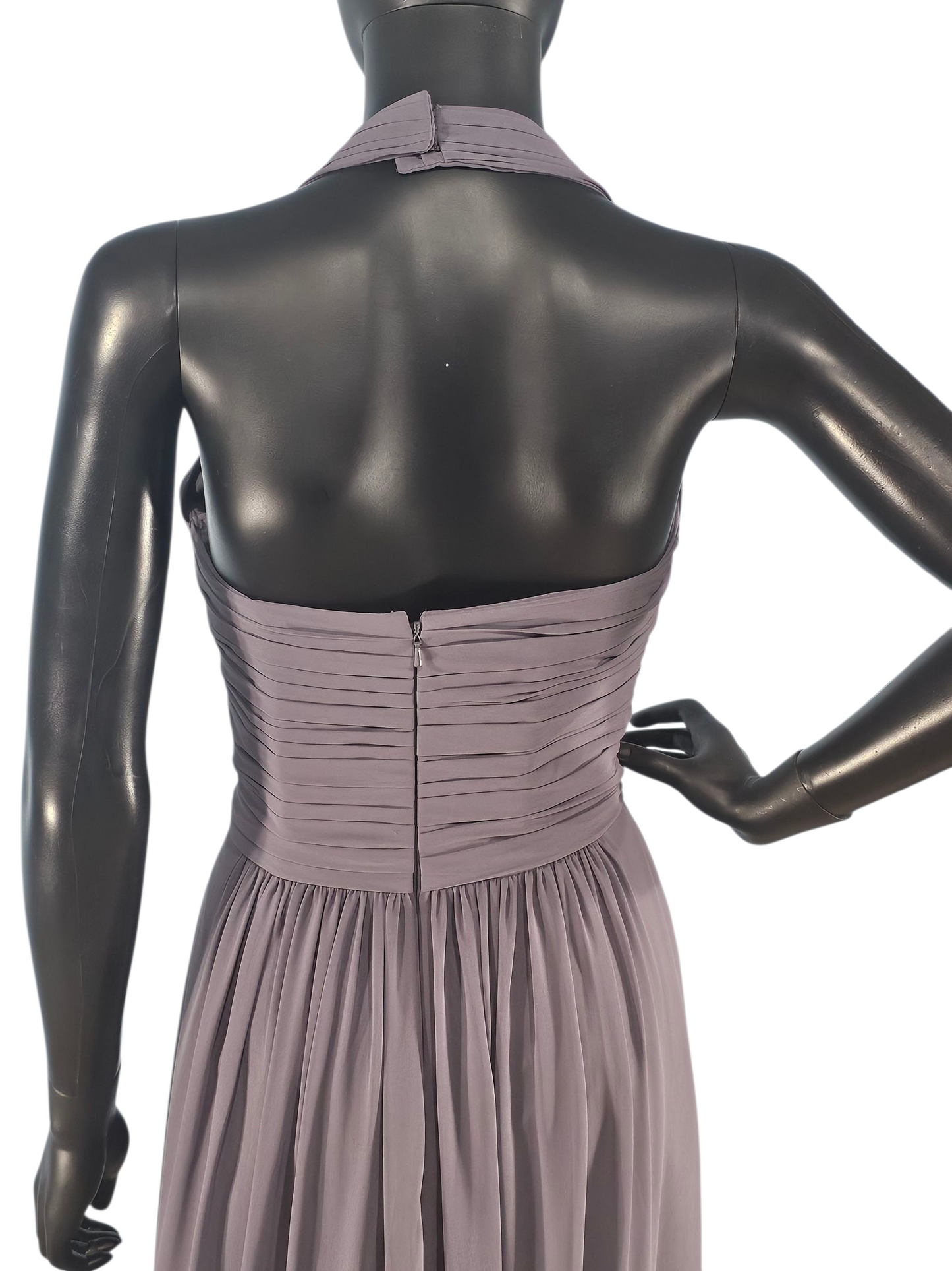Pewter Chiffon Halter Formal Dress NWOT - Bill Levkoff