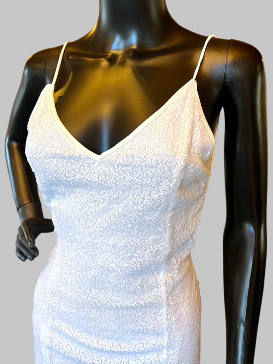 White Sequin Short Open Back Cocktail Dress - NWT YYA
