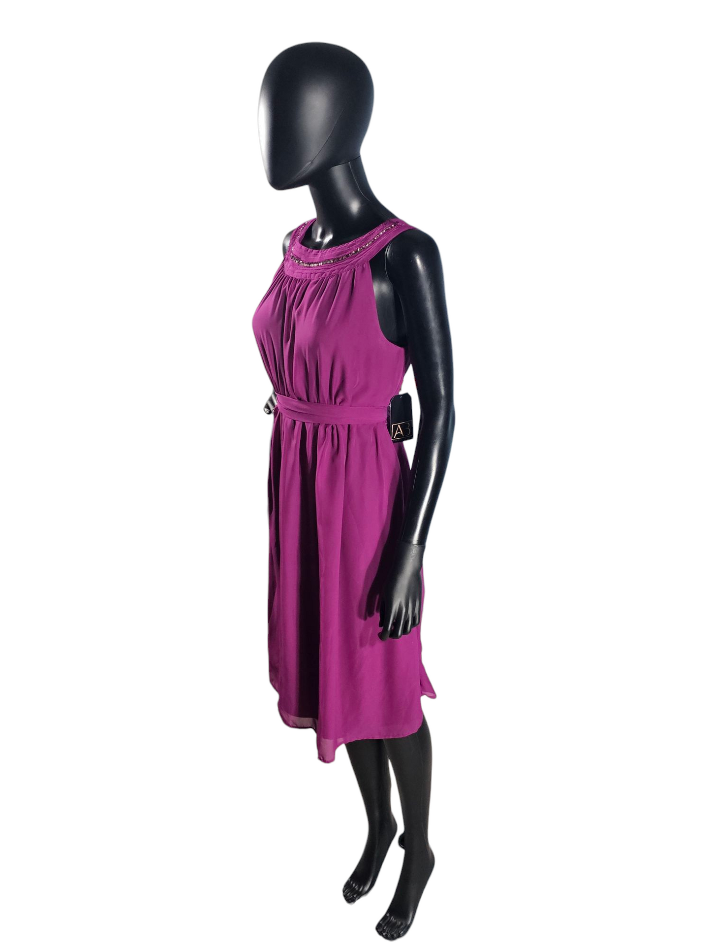 Plum Beaded Yoke Collar Chiffon Maternity Casual Dress - Liz Hanger