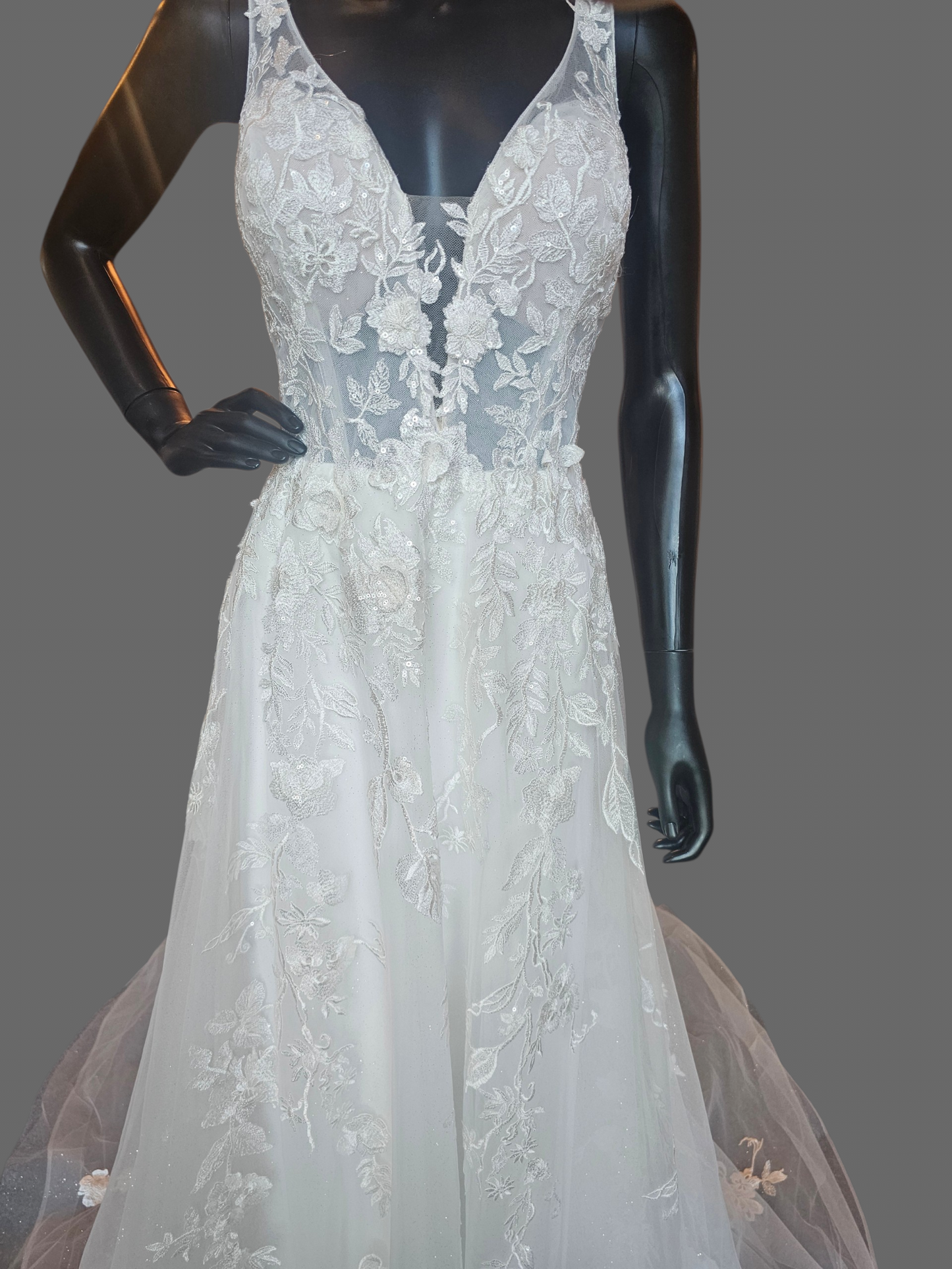 Ivory V-Neck Lace Fit/Flare - Rebecca Ingram