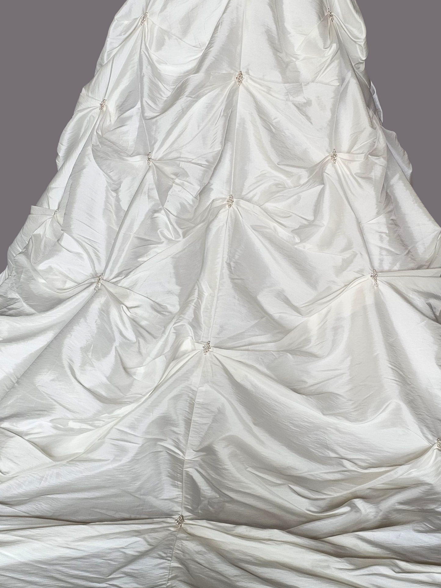 Ivory/Blush Tuck Taffetta Cupcake Wedding Gown- Maggie Sottero Couture