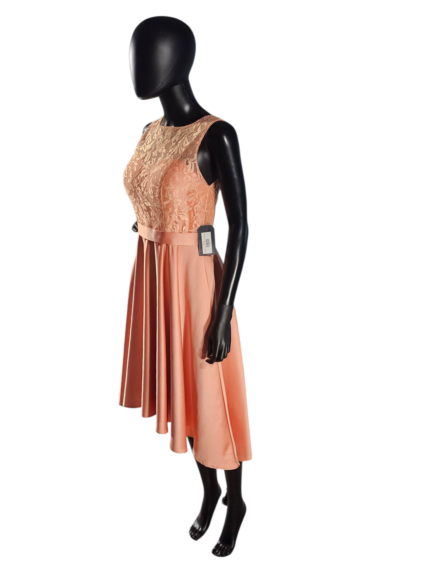 Peach Satin Lace Bodice Cocktail Dress - JJs House