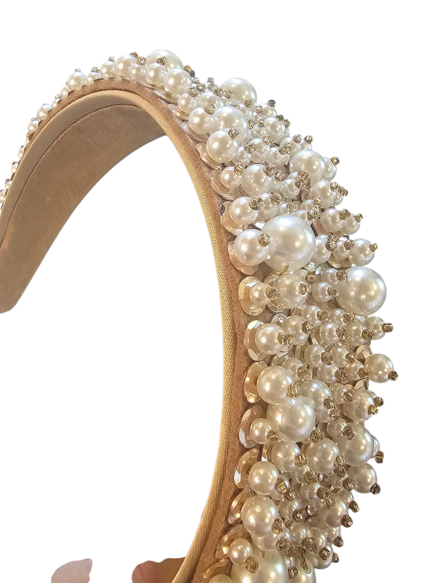 Wide Rose Gold Pearl/Bead Headband