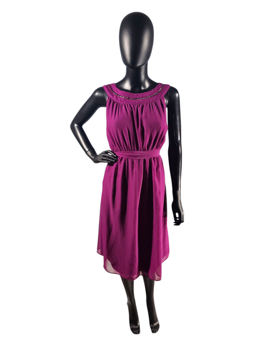 Plum Beaded Yoke Collar Chiffon Maternity Casual Dress - Liz Hanger
