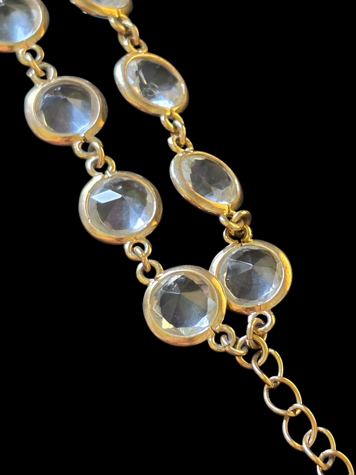 Gold/Crystal Double Strand Clasp Bracelet