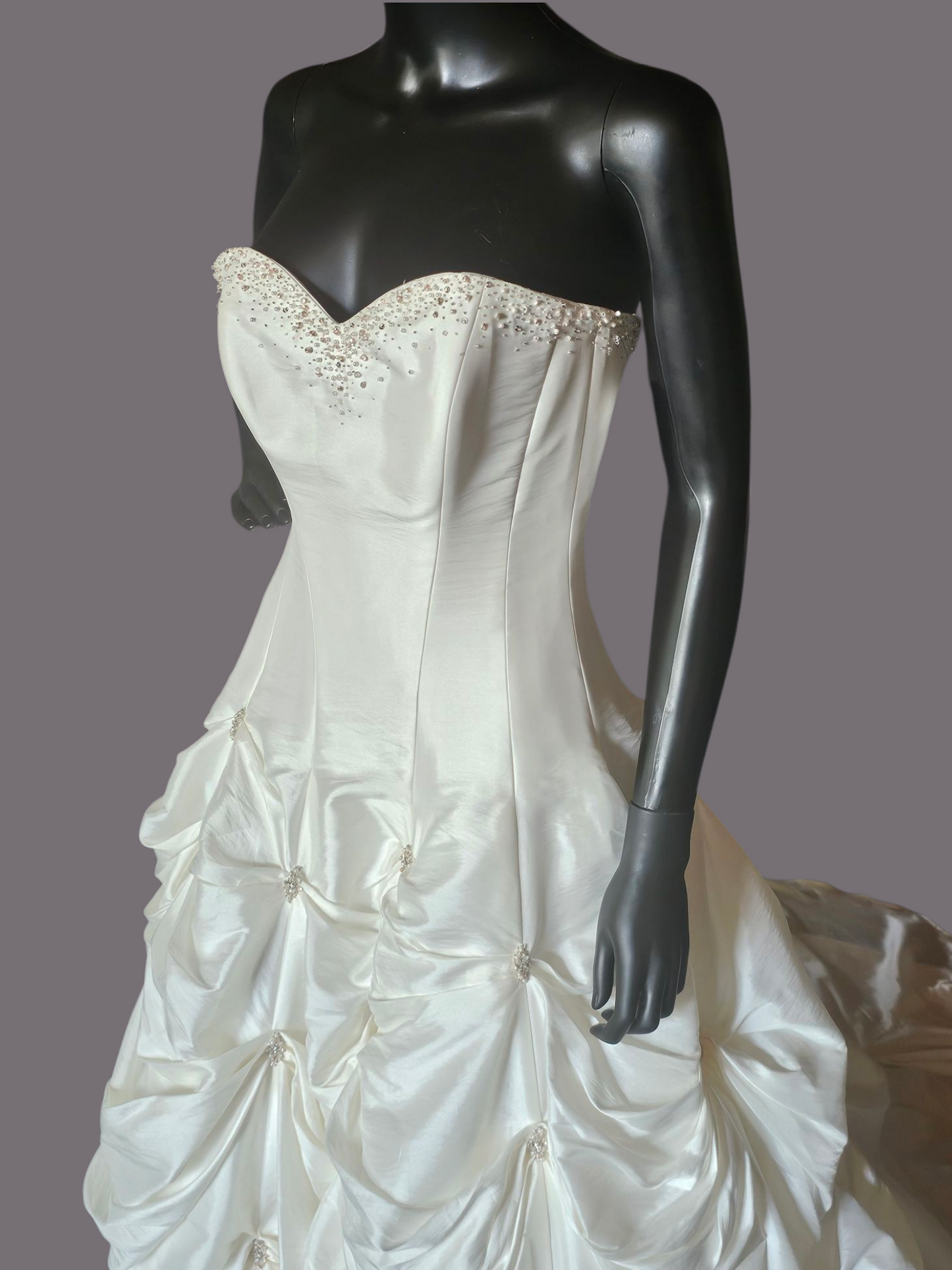 Ivory/Blush Tuck Taffetta Cupcake Wedding Gown- Maggie Sottero Couture