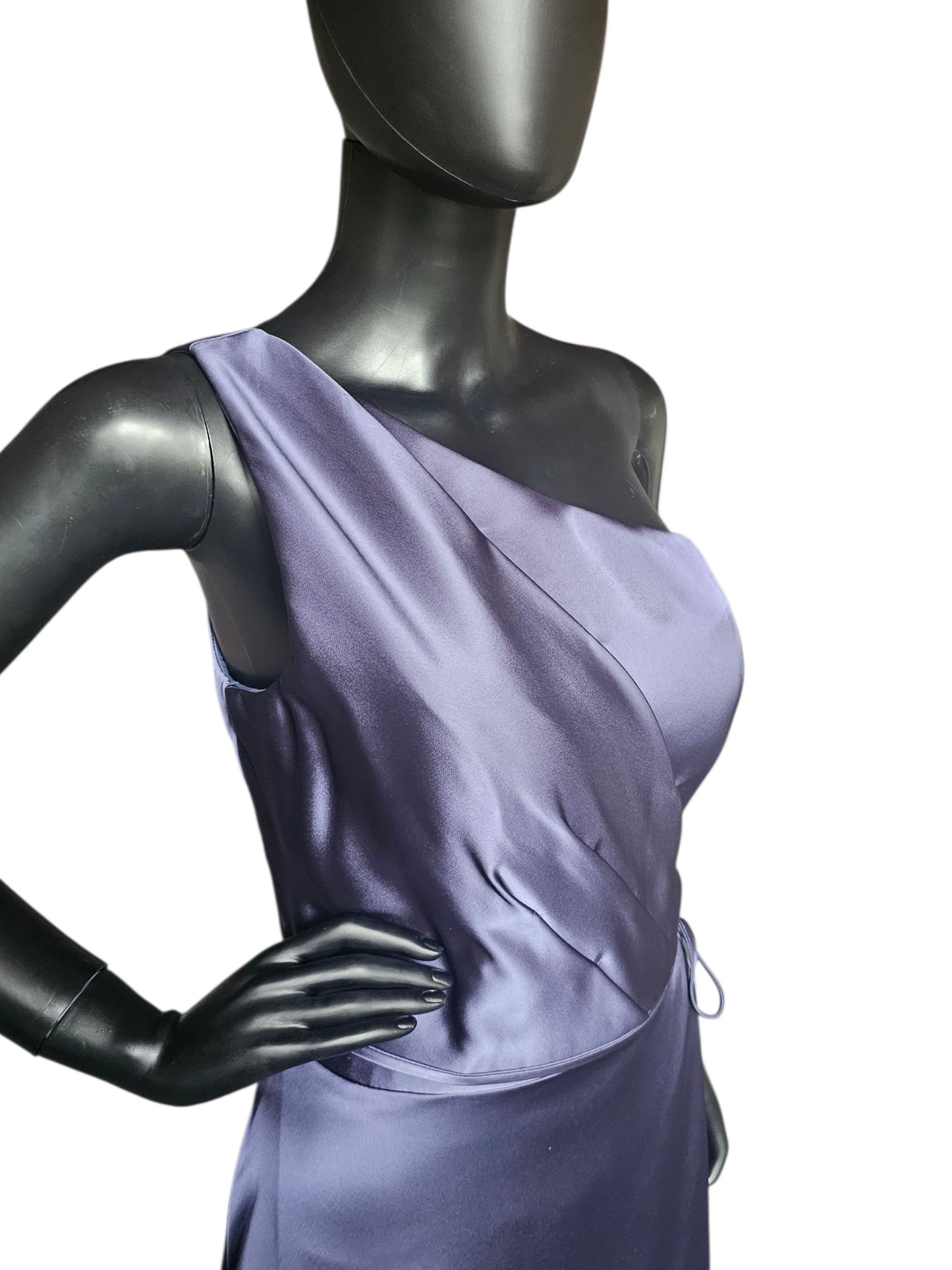 Dusk (Blue) Silky Satin One Shoulder Full Length Formal Gown - Mori Lee