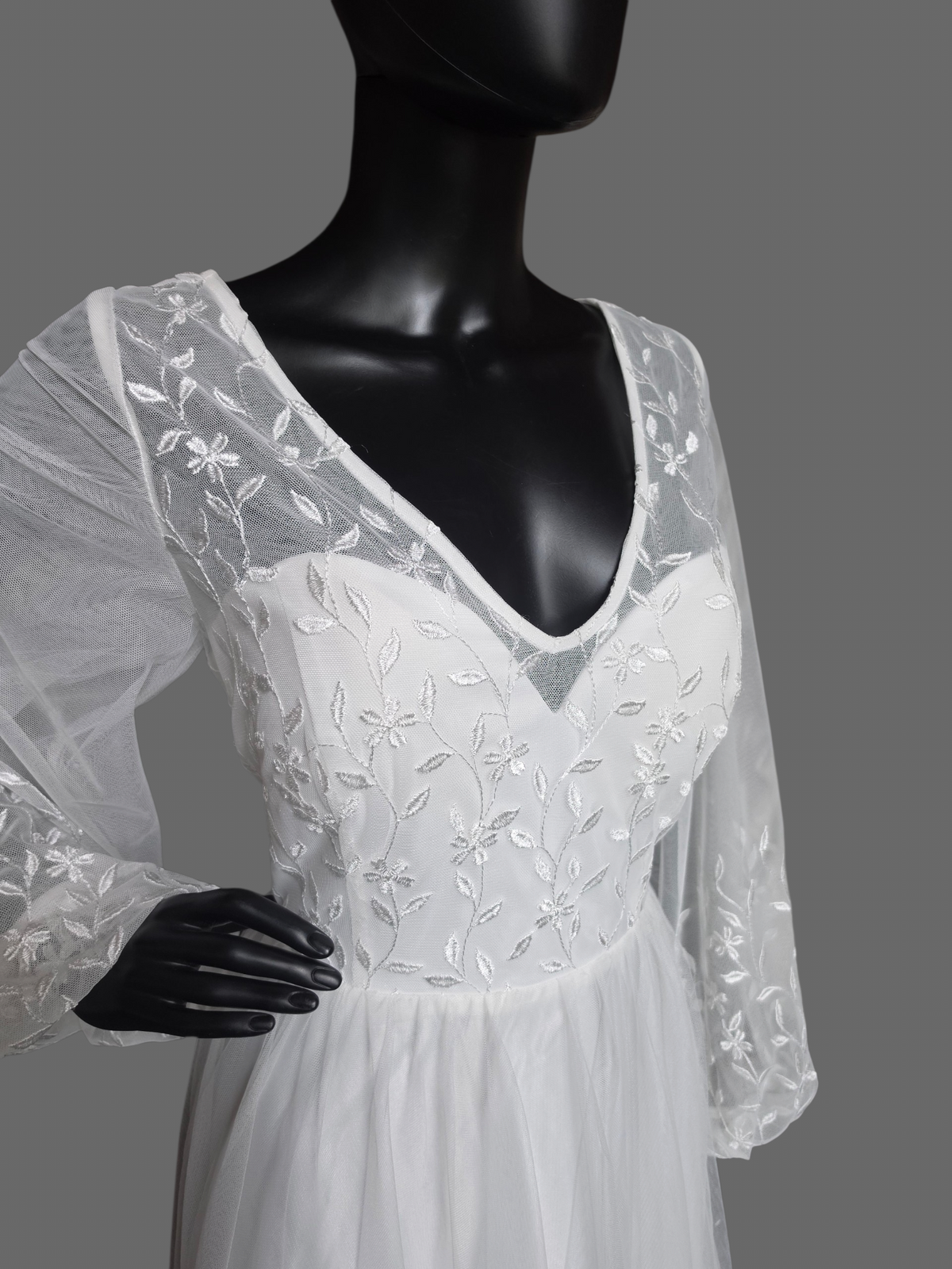 Ivory Boho Long Sleeve Casual Wedding Dress (No Train) - Ever Pretty