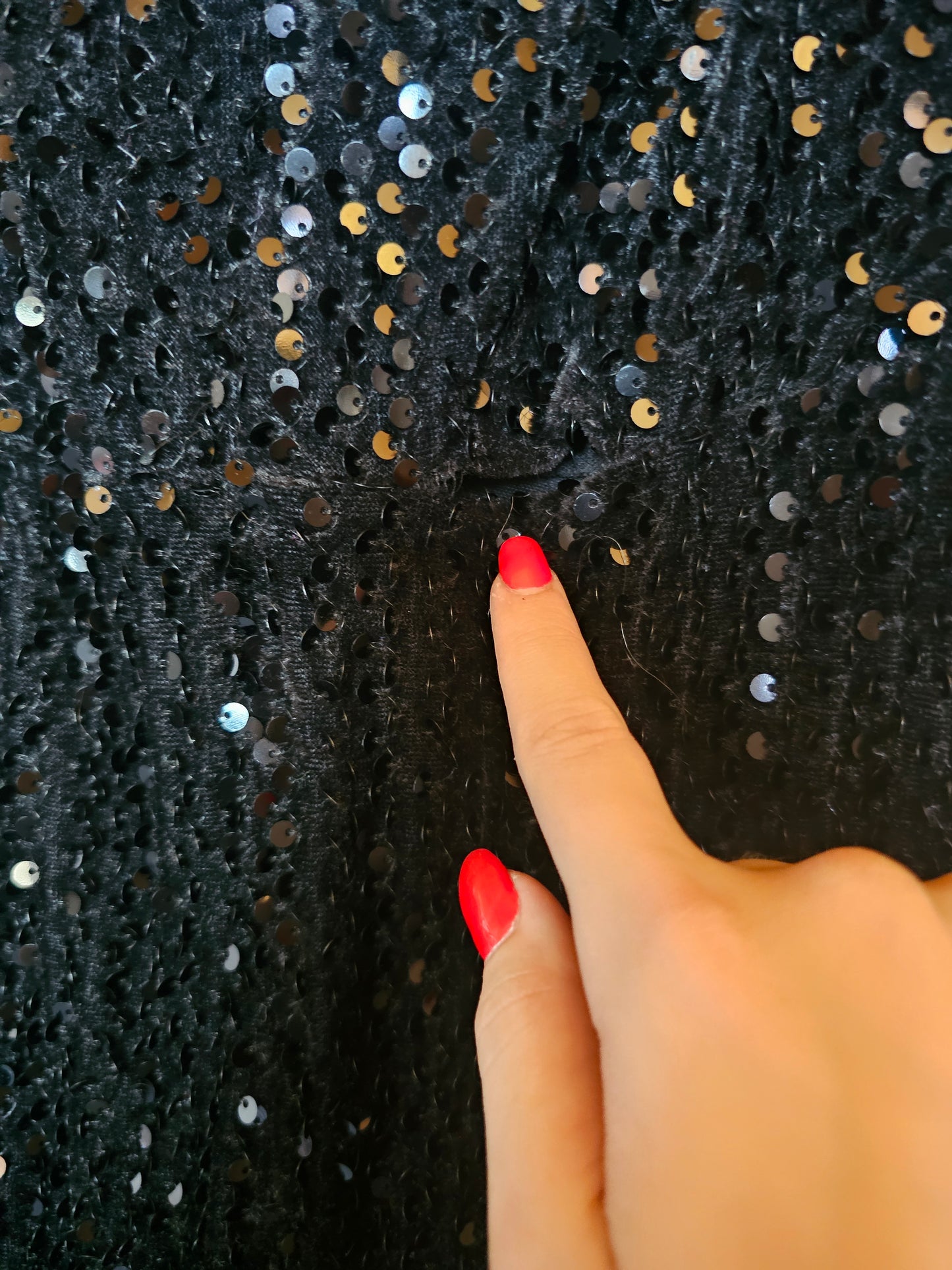 Black Sequin Fitted 3/4 Sleeve Plunge Slit Formal/Prom Dress  - Miss Ord