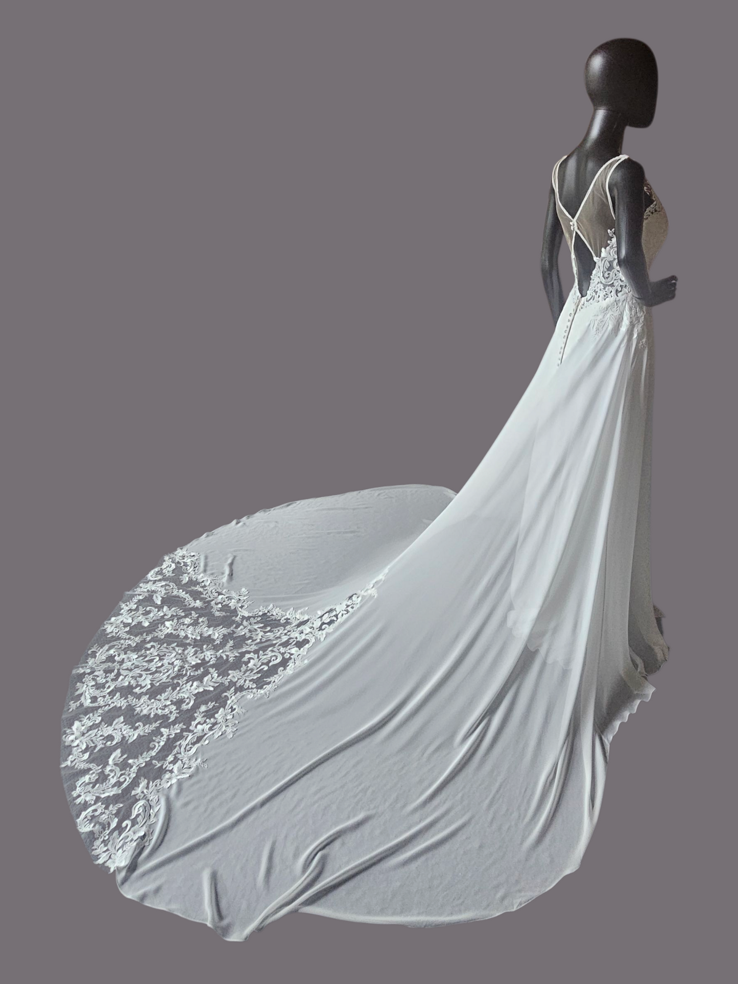 Ivory Chiffon V-Neck Open Back - Mori Lee