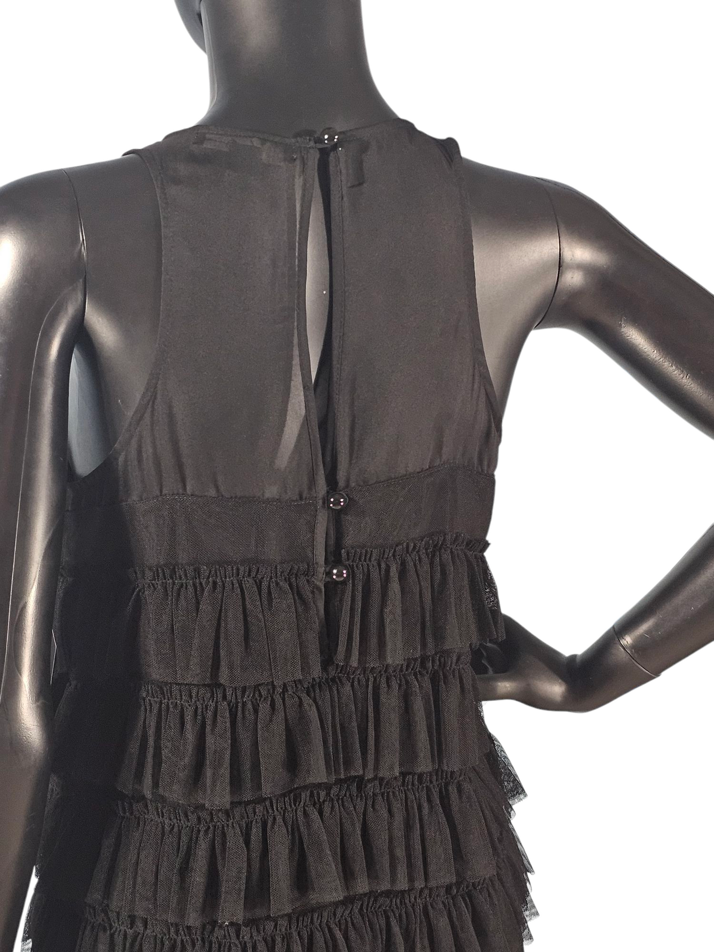 Black Chiffon Tiered Illusion Cocktail Dress - Twenty One