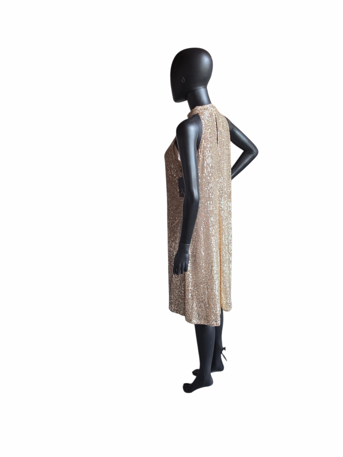 Gold Sequin Racer Cocktail Dress - Ann Taylor