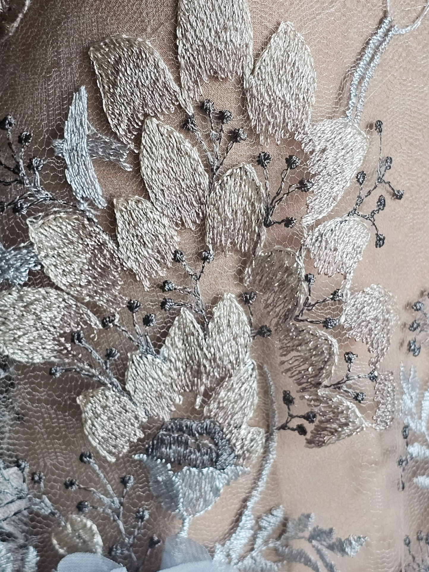 Blue/Pink/Nude 3D Floral Party Dress - Dress the Population