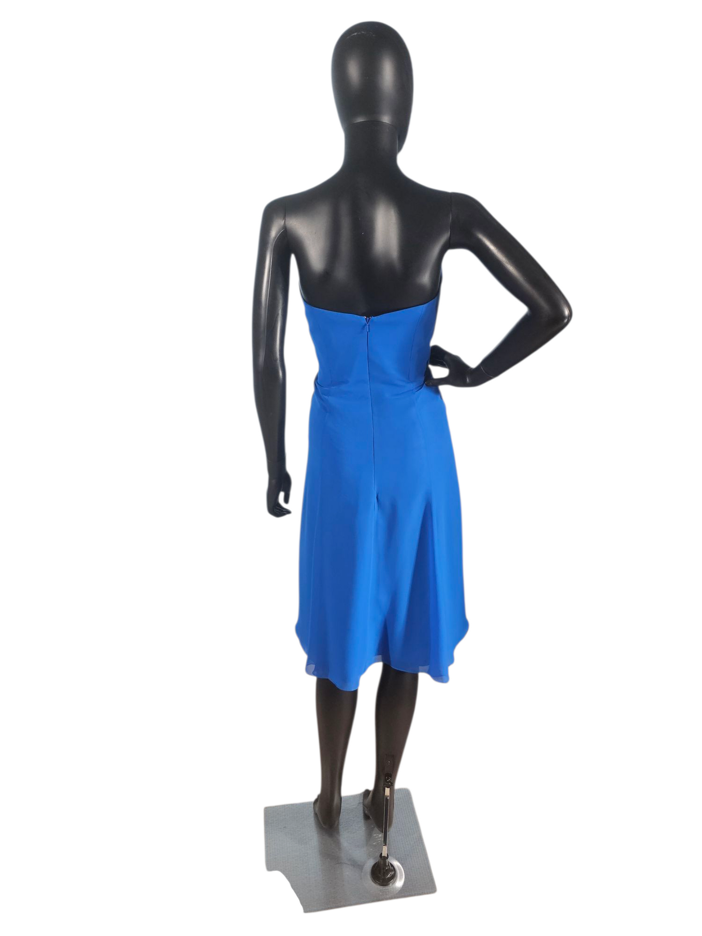 Starry Sapphire Chiffon Strapless Ruched Mid-Length Dress - B2