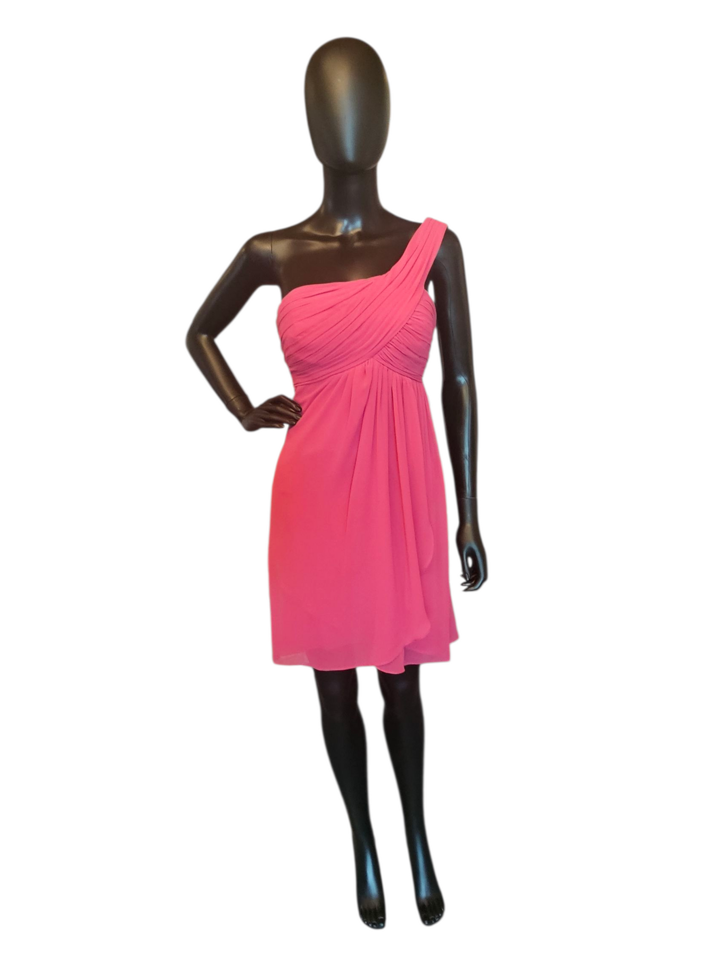 Watermelon Chiffon One Shoulder Party/Cocktail Dress - Bill Levkoff