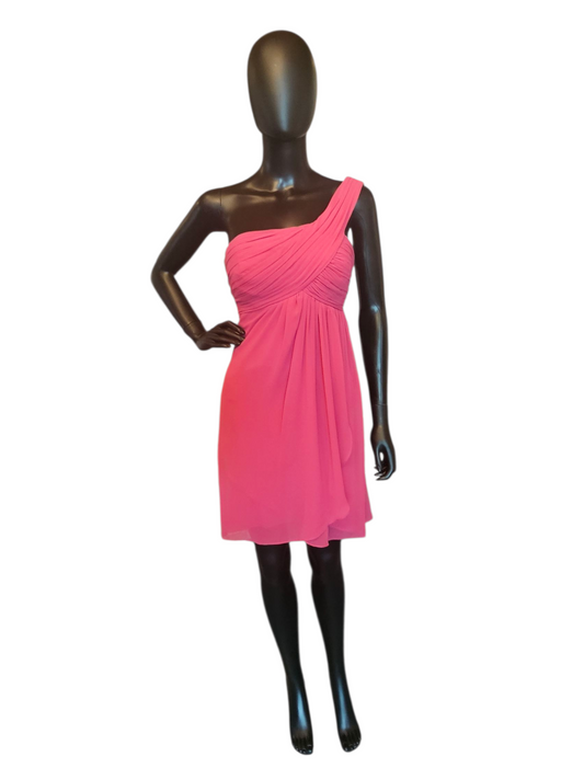 Watermelon Chiffon One Shoulder Party/Cocktail Dress - Bill Levkoff