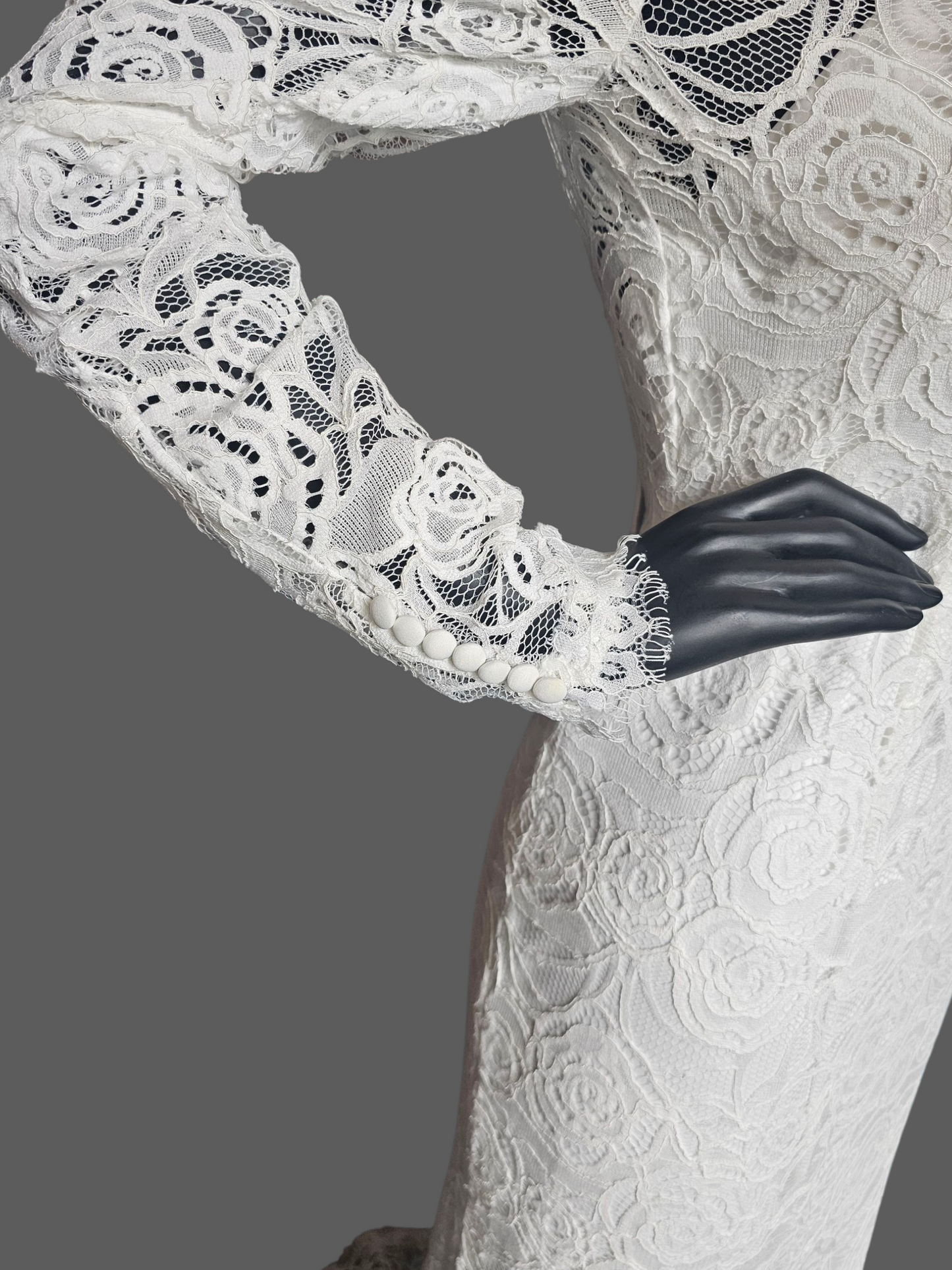 Ivory Long Sleeve Lace Fit/Flare Wedding Gown - DB Bridal