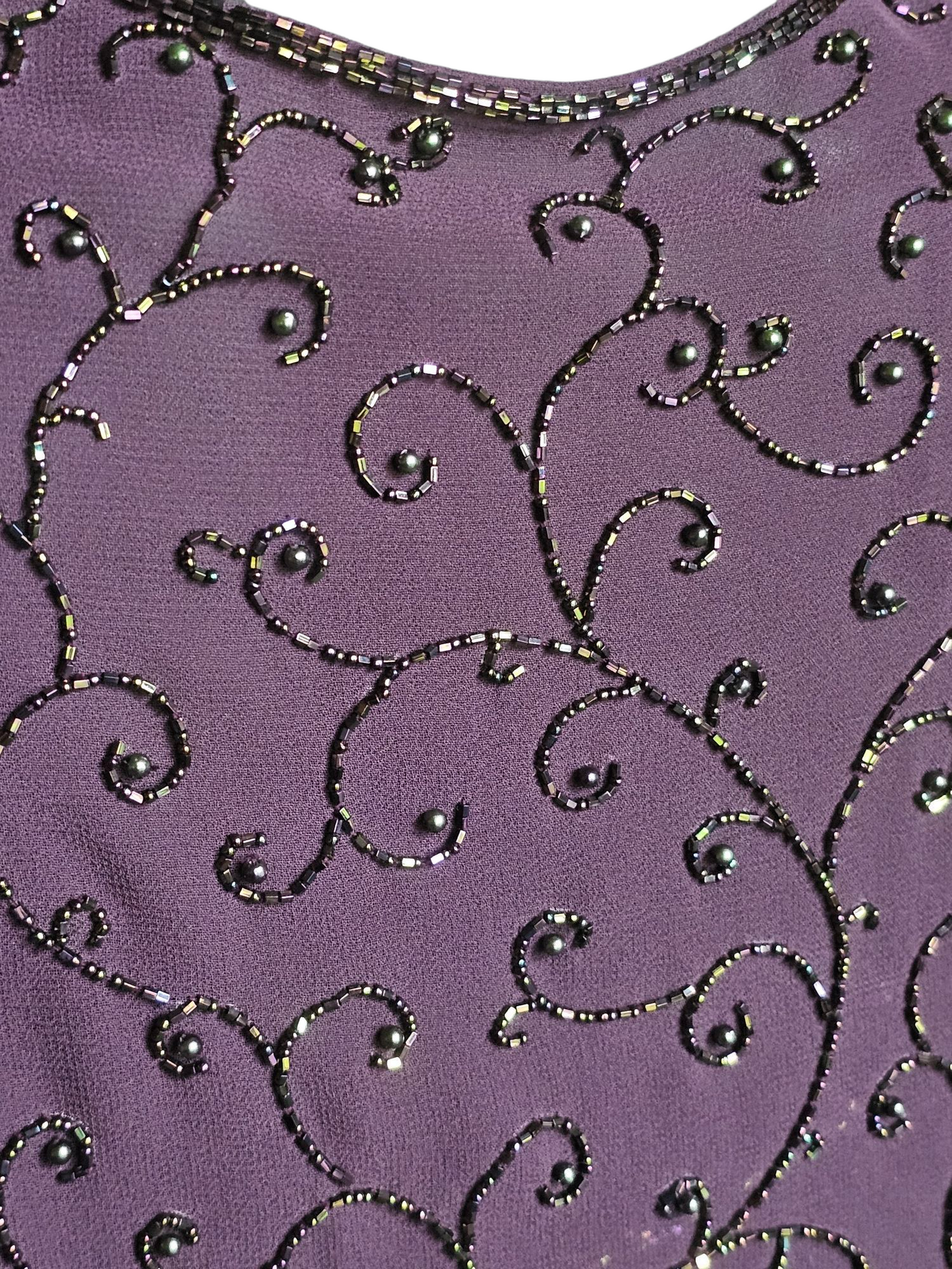 Aubergine Chiffon Beaded Maxi Formal Dress W/Jacket - Cameron Blake