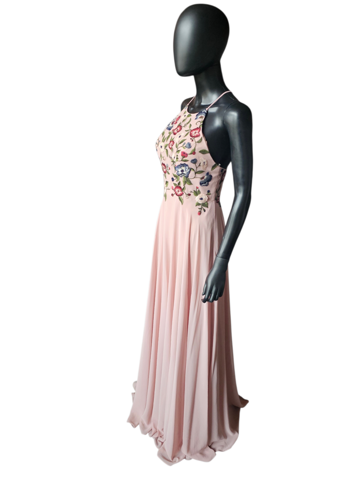 Dusty Pink Floral Halter Maxi Formal Dress - Jenny Yoo