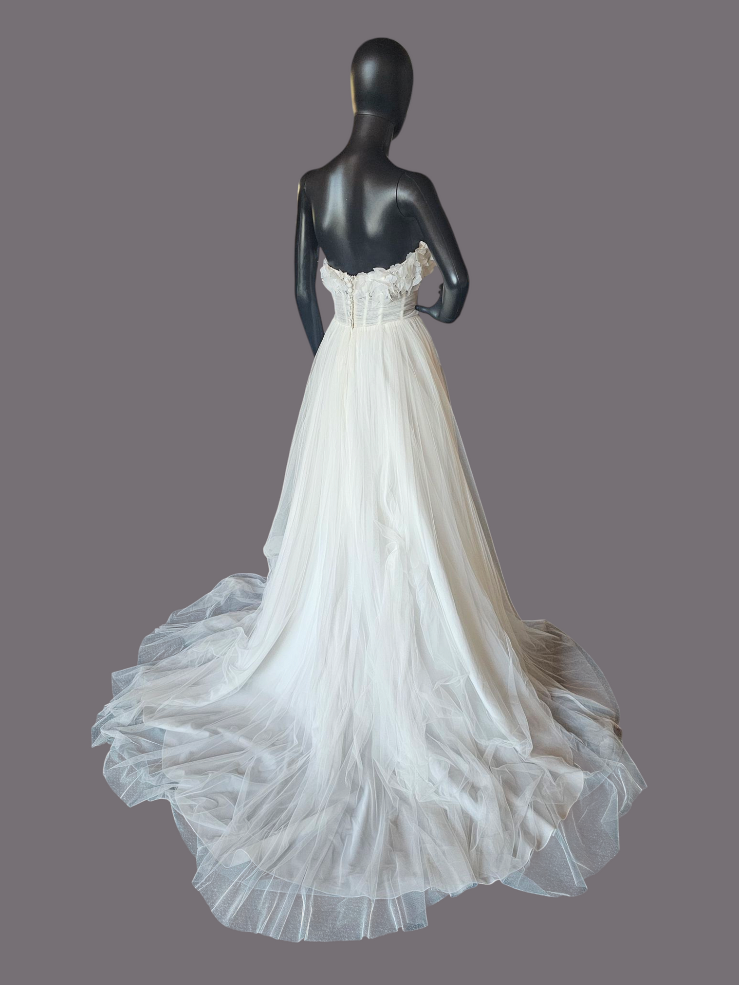 Ivory/Latte Floral Full Tulle Wedding Gown - Sincerity