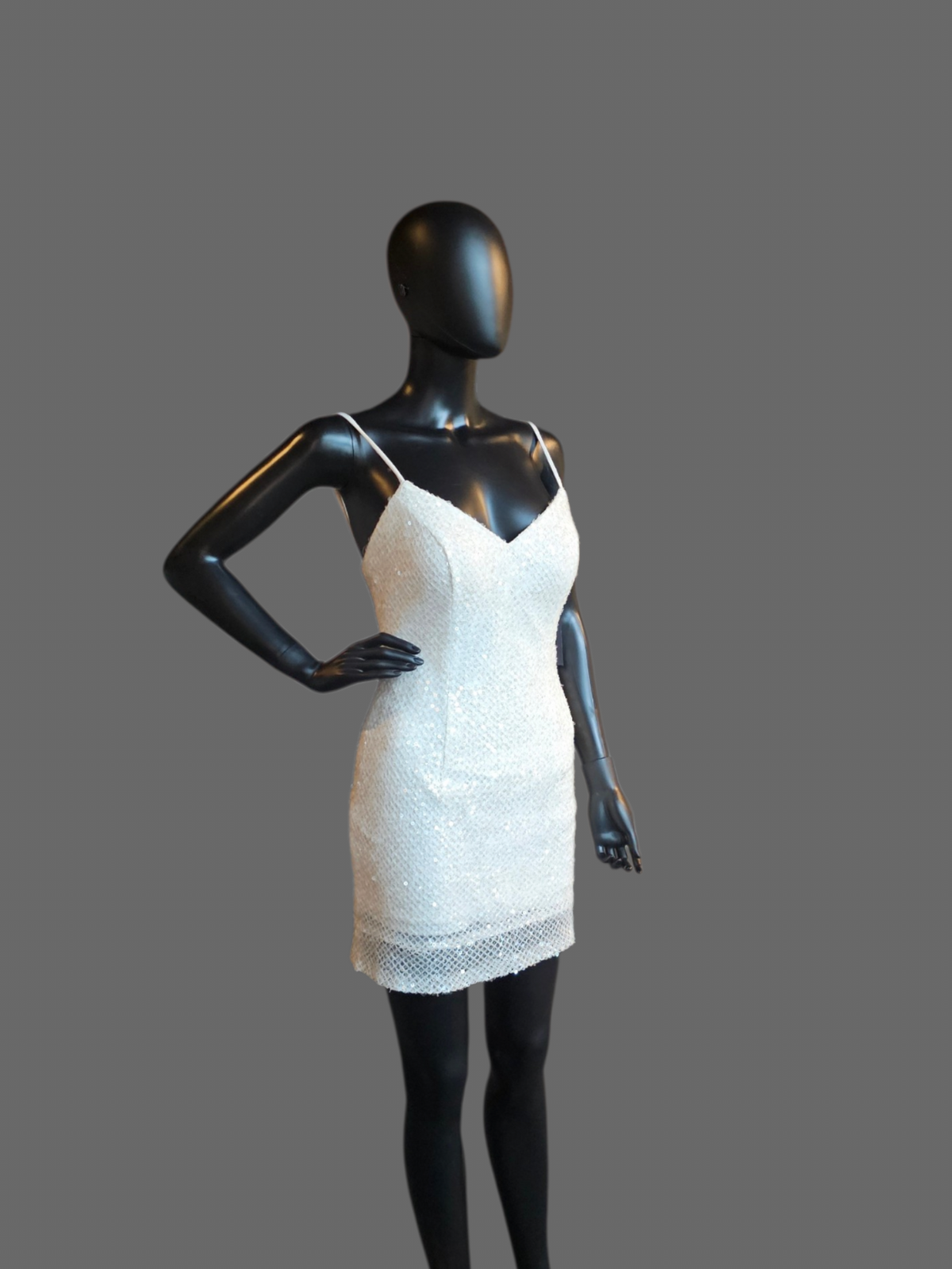 Ivory Sequin V-Neck Cocktail Dress Formal/ Homecoming/ Bridal Dress - Madi Lane
