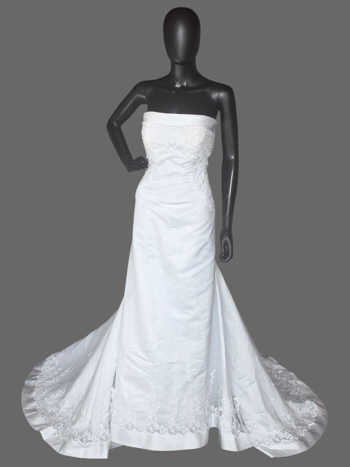 White Lace Overlay Sheath Wedding Gown - St. Patrick